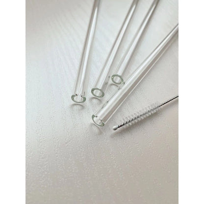 Glass Straws Set with Brsush Transparent Eco-friendly
