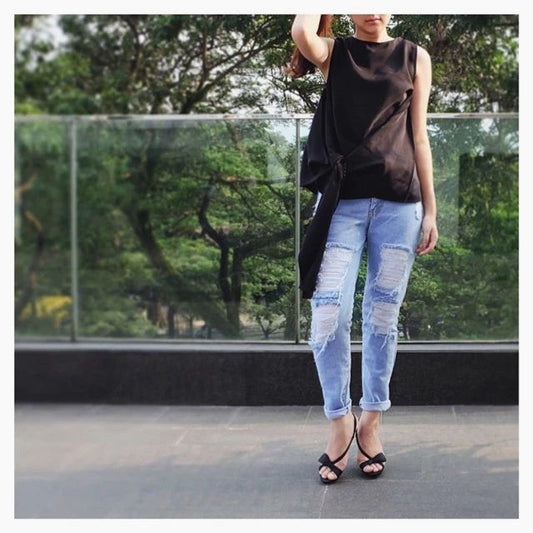 Ripped Denim Pants Jeans