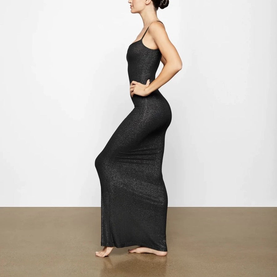 SKIMS Lounge Shimmer Long Slip Dress