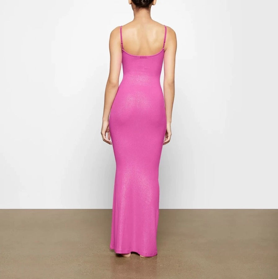 SKIMS Lounge Shimmer Long Slip Dress