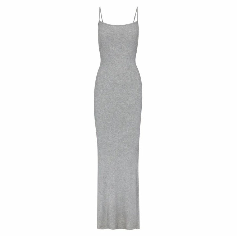 SKIMS Lounge Shimmer Long Slip Dress