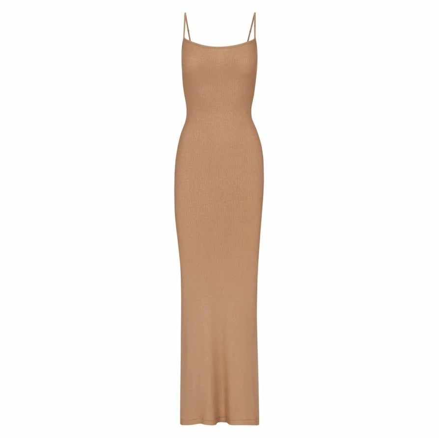 SKIMS Lounge Shimmer Long Slip Dress