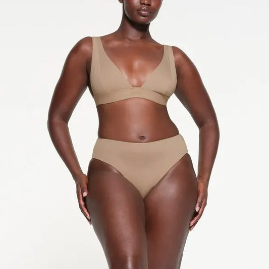 SKIMS Recycled Swim Plunge Bikini Top Desert