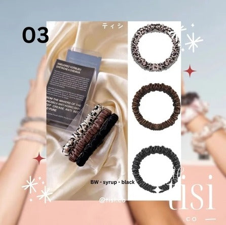 Mulberry Silk Skinny Scrunchy Set